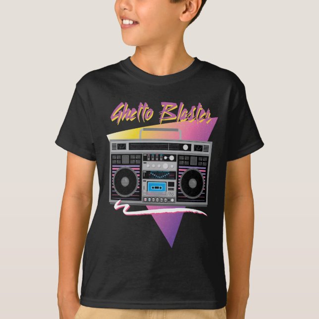 T-shirts boombox do dinamitador do gueto dos anos 80 (Frente)
