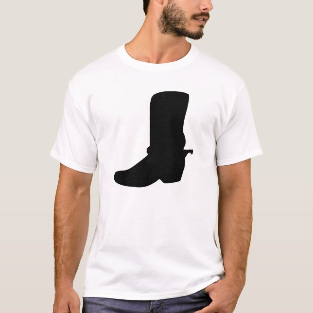 T-shirts Boot Black Cowboy com Spurs (Frente)