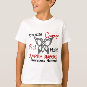 T-shirts Borboleta celta 3 do diabetes juvenil