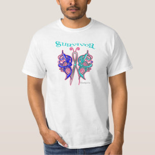 T-shirts Borboleta celta do sobrevivente - cancer de