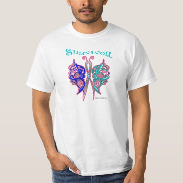 T-shirts Borboleta celta do sobrevivente - cancer de (Frente)