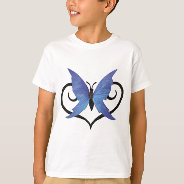 T-shirts borboleta de amor azul giro (Frente)
