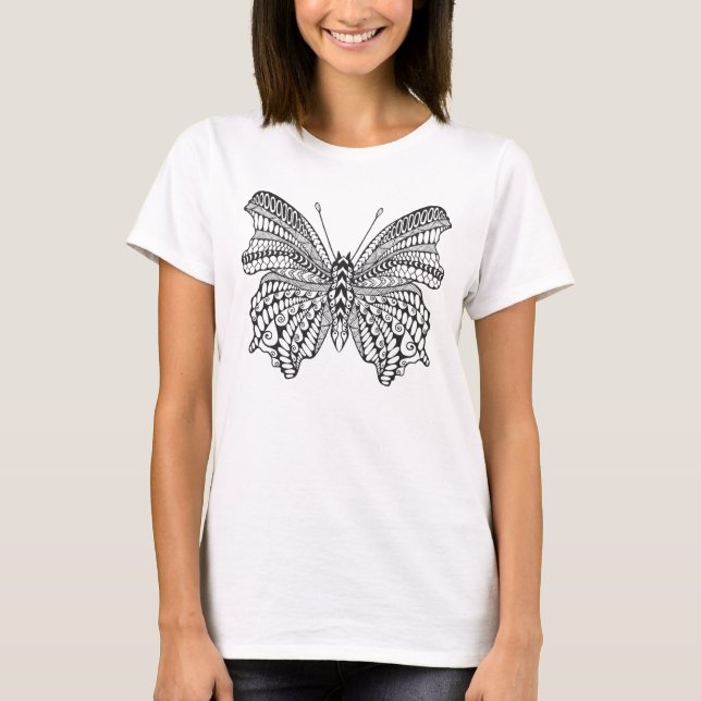 T-shirts Borboleta tropical inspirada (Frente)