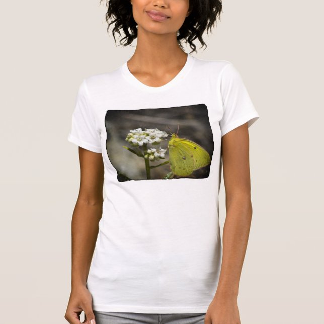 T-shirts Borda Branca da Borboleta Amarela (Frente)
