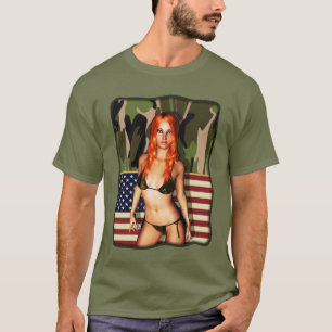 T-shirts Borracho do biquini de Camo do americano