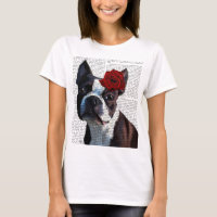 Boston Terrier com Rosa na cabeça