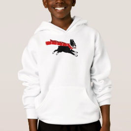 T-shirts Boston Terrier Correndo Usando Cachecol Vermelho d