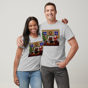 T-shirts Boston Terrier & desenhos animados 3 do Natal do