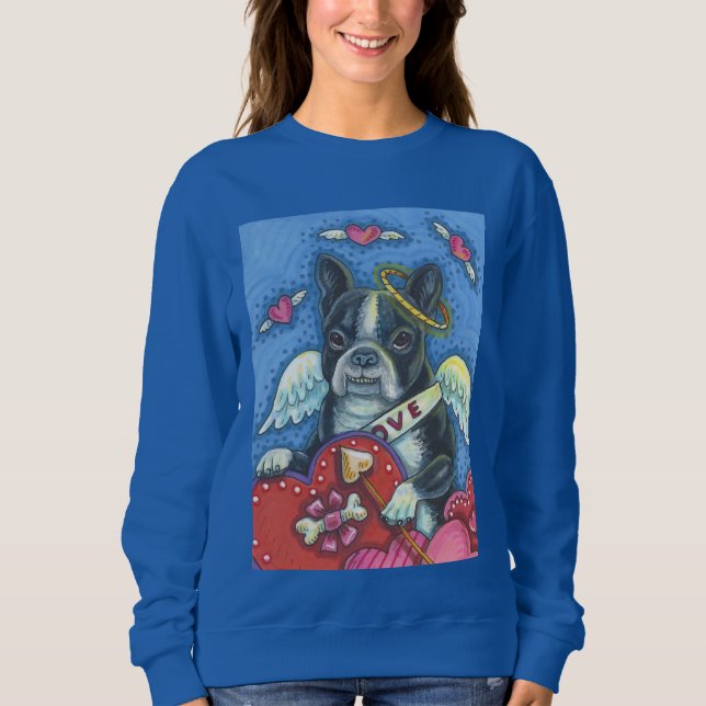 T-shirts Boston Terrier, DOG NAMORADOS SWEATSHIRT Royal (Frente)