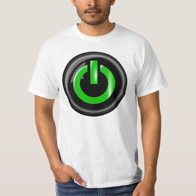 T-shirts Botão de liga/desliga preto "Verde ligado" (Frente)