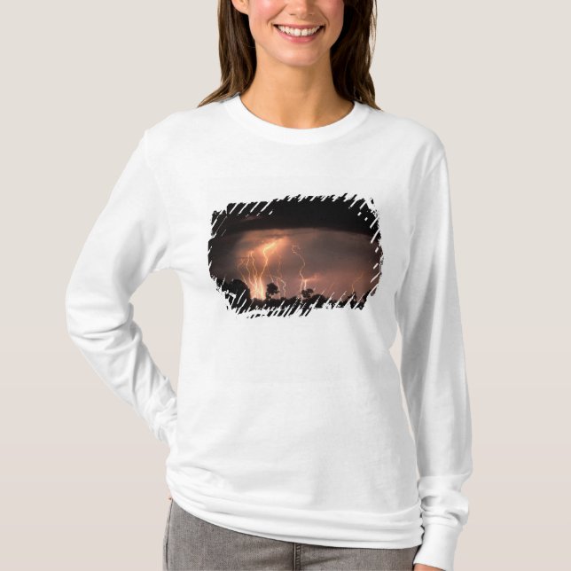 T-shirts Botswana, Reserva de Caça Moremi, Relâmpagos enche (Frente)