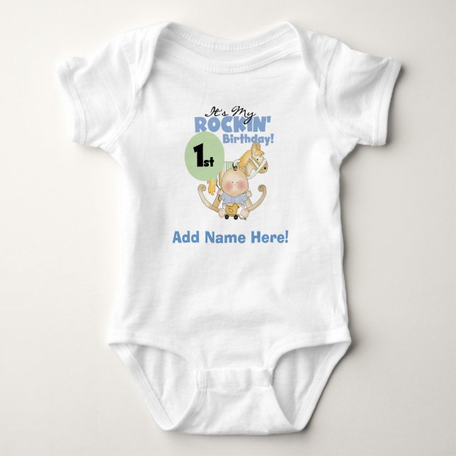 T-shirts Boy Rockin First Birthday Tshirt (Frente)