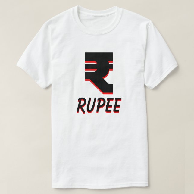 T-shirts ₹ branca rúpia indiana (Frente do Design)