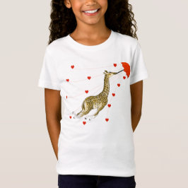 T-shirts brancas de girafa vermelha