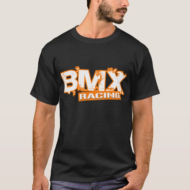 T-SHIRTS BRANCO ALARANJADO DE COMPETÊNCIA DE BMX (Frente)