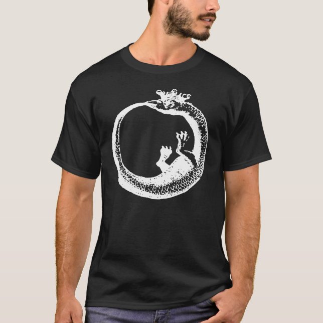 T-shirts Branco coroado de Ouroboros (Frente)