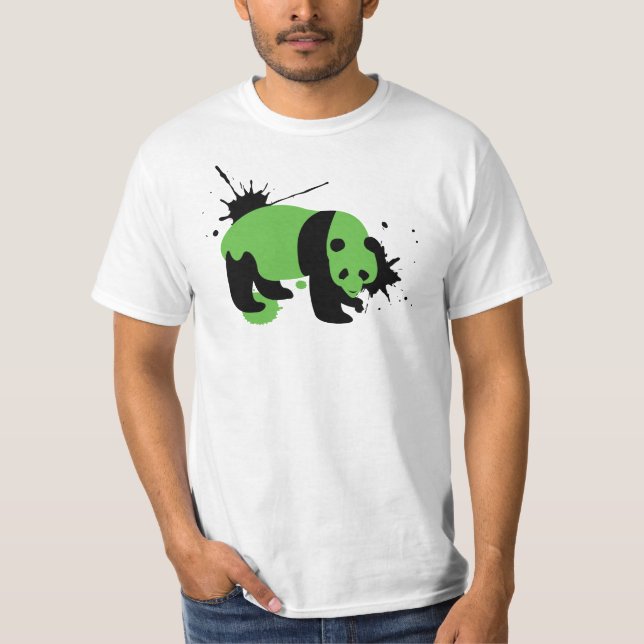 T-shirts Branco do splatter da panda (Frente)