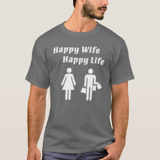 T-shirts Branco feliz da vida da esposa feliz