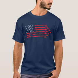 T-shirts Branco vermelho da bandeira americana do avião de