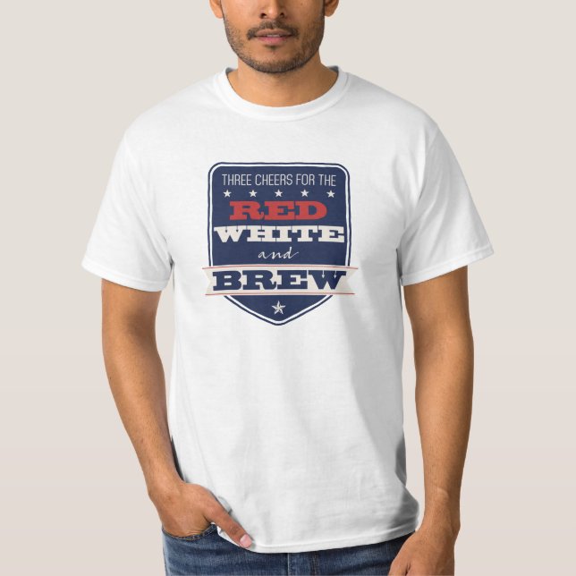 T-shirts Branco Vermelho e Patriótico Breve | 4 de julho (Frente)