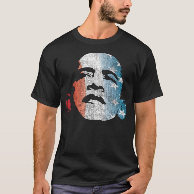 T-shirts Brancos vermelho de Obama e azul 12 (Frente)