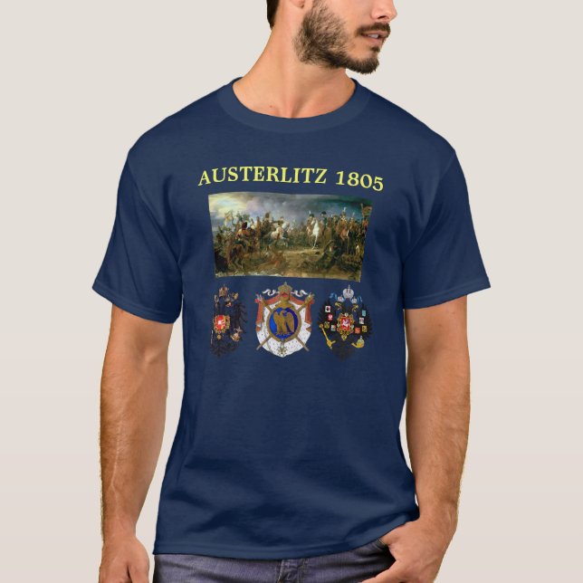 T-shirts Brasão de Austerlitz com o mapa de batalha (Frente)