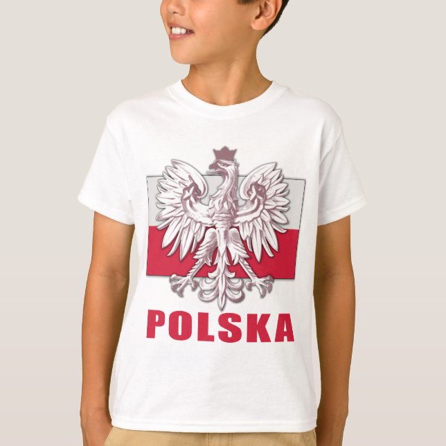 T-shirts Brasão de Polska do Polônia (Frente)