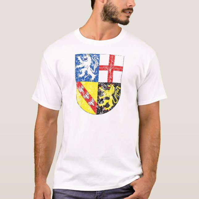 T-shirts Brasão envelhecida de Saarland (Frente)