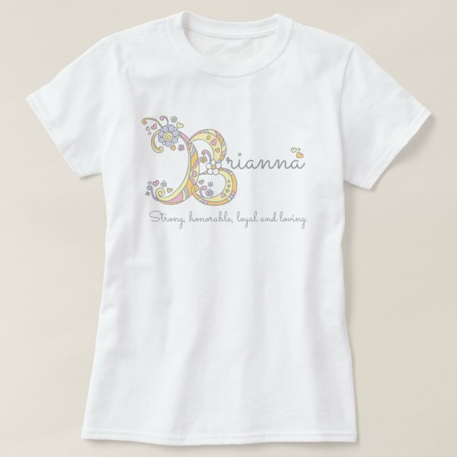 T-shirts Brianna garotas B nome significa monograma tee (Frente do Design)