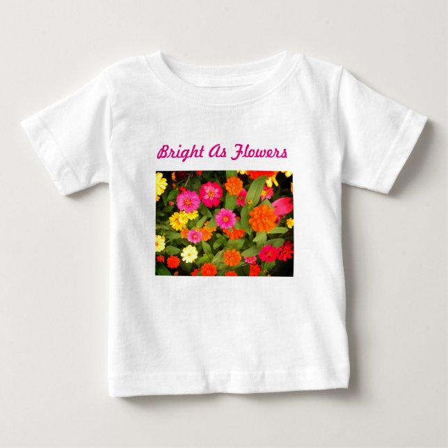 T-shirts Brilhante como Flores Rosa Toddler Ruffle Tee (Frente)