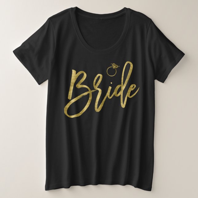 T-shirts Brilho Faux Gold Foil Black with Ring (Frente do Design)