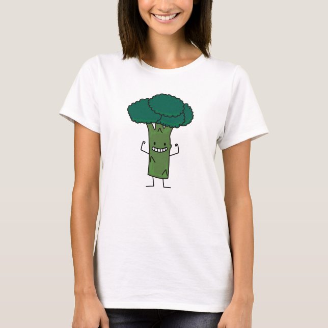 T-shirts Brócolis Flores de cabeça de árvore feliz vegetal (Frente)
