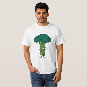 T-shirts Brócolos que dobram o vegetal feliz do verde da