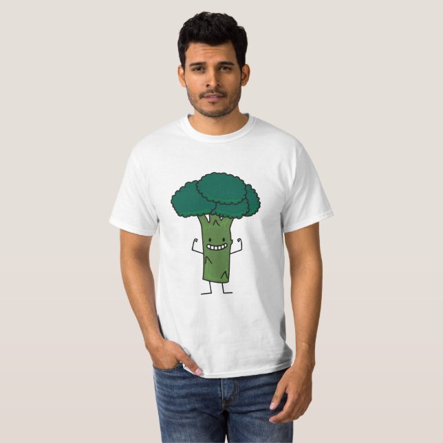 T-shirts Brócolos que dobram o vegetal feliz do verde da (Frente Completa)