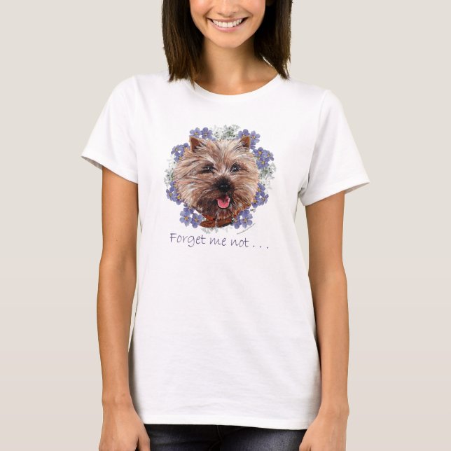 T-shirts Brown Cairn Terrier Esquece-me-não (Frente)