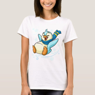 T-shirts Bruce azul que desliza através do gelo