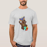 T-shirts Bruce os alces de Chanukah<br><div class="desc">não não tem nada em Bruce!  Verificação geral Bruce os alces de Hanukkah que saltam sobre seu dradle,  balançando seus antlers do menorah e sua colar do ouro da estrela de David.  Tshirt impressionante do feriado.  Chanukah feliz!</div>