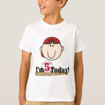 T-shirts Brunette Baseball 5 Birthday<br><div class="desc">Design de aniversário de 5 de baseball com um jogador de beisebol de um rapaz de cabelos castanhos com boné vermelho,  baseball,  taco e texto que diz "Sou 5 Hoje!".</div>