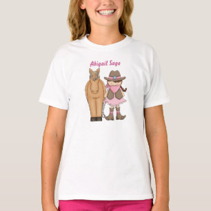 T-shirts Brunette Cowgirl e Horse Cute Personalizados