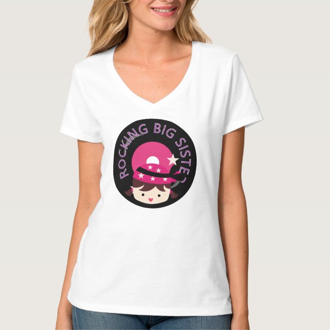 T-shirts Brunette Rocking Big Sister (Frente)