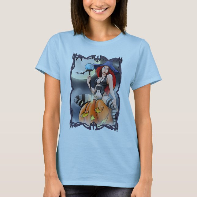 T-shirts Bruxa do Dia das Bruxas (Frente)