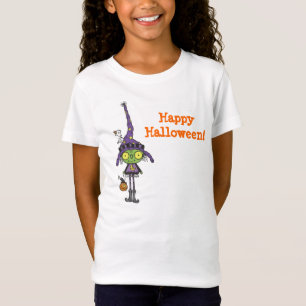 T-shirts Bruxa Verde Fofa de Halloween