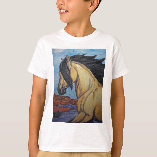 T-shirts Buckskin Mustang no canyon (Frente)