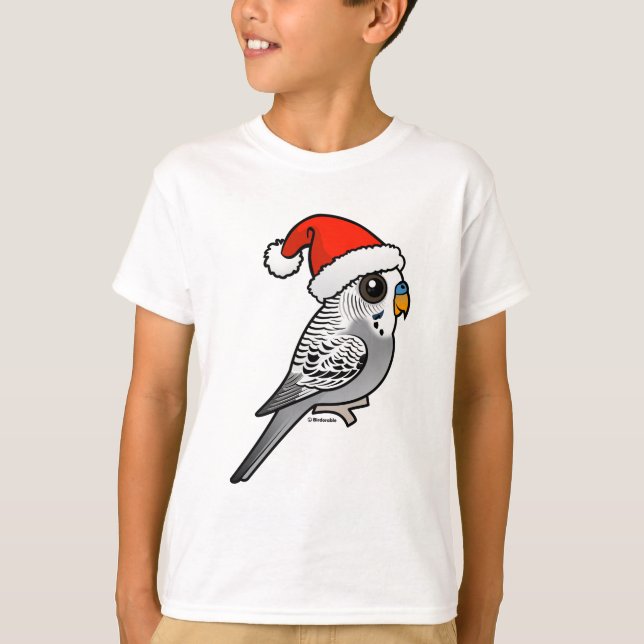 T-shirts Budgie cinzento Papai Noel (Frente)