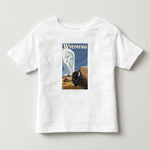 T-shirts Búfalo pelo poster fiel velho das viagens vintage