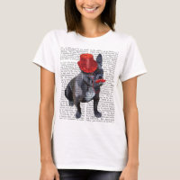 Buldogue Francês com Chapéu Vermelho e bigode