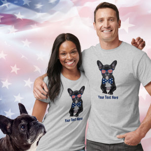 T-shirts Buldogue francês engraçado 4o julho EUA feito so