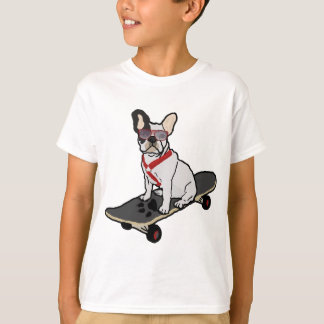 T-shirts Buldogue francês w/sunglasses Skateboarding