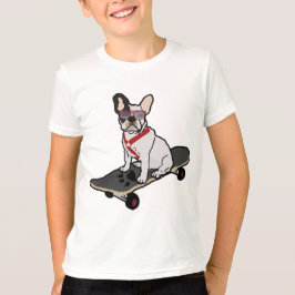 T-shirts Buldogue francês w/sunglasses Skateboarding