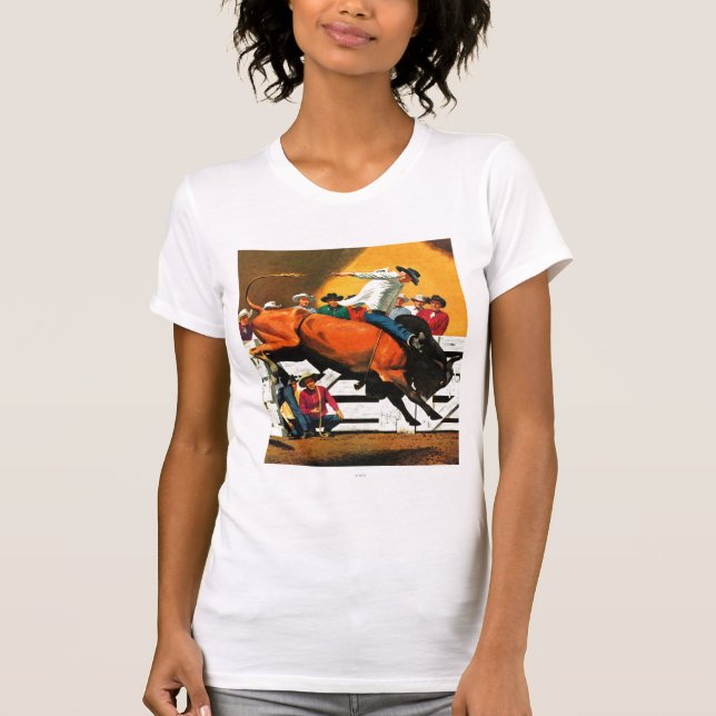 T-shirts Bull Riding by Fred Ludekens (Frente)